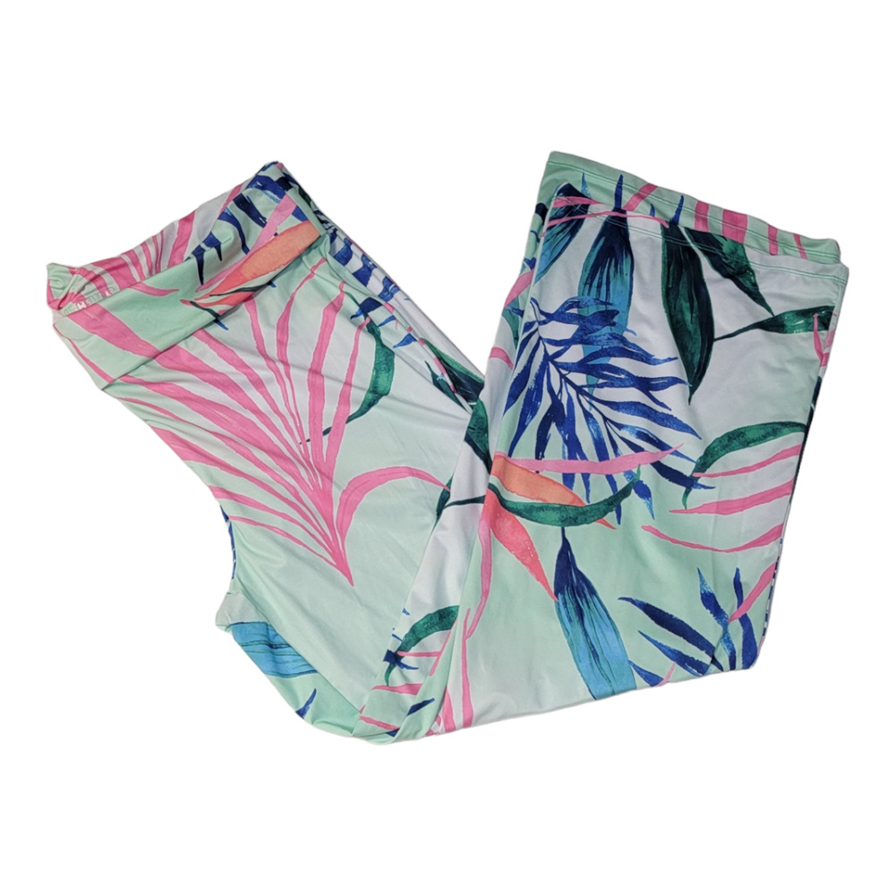 Reel Legends Women's Floral Tropical Print Casual Pants Pink Blue Green Size 1X